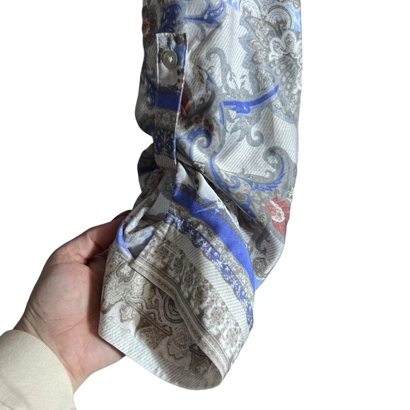 Chico's Coral Venetian Murals Modern Utility Button Up Shirt, Chico's Size 3 - Picture 7 of 10